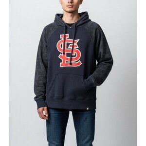 St. Louis Cardinals Logo Hoodie Navy & Gray Camo Sleeves Raglan Style Drawstring